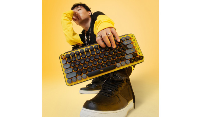 Logitech juhtmevaba klaviatuur Pop Keys with Emoji Mechanical, blast yellow