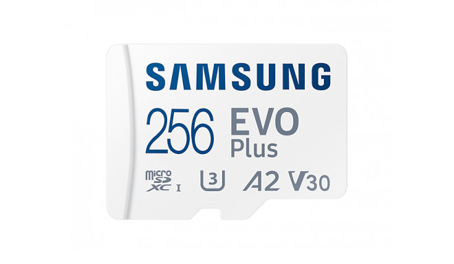 Atm.kort. SAMSUNG EVO Plus 256GB, microSD, iki 130MB/s, UHS-I, U3, A2, V30, MB-MC256KA/EU