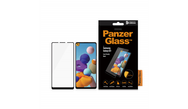 Ekrano apsauga PanzerGlass Samsung, Galaxy A21, Glass, Black, Case Friendly