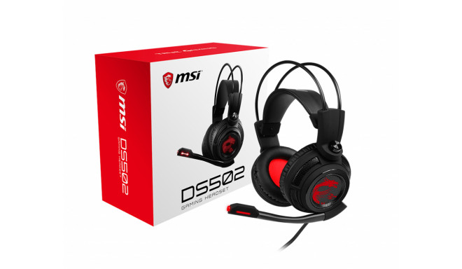 Ausinės žaidėjams MSI DS502 Gaming Headset, Wired, Black/Red  MSI  DS502  Wired  Gaming Headset