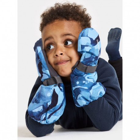 Kindad Didriksons Biggles Kids' Printed Mittens sinine/kirju - 6/8