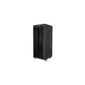 RACK CABINET 19" FREE-STANDING 27U/600X600 (FLAT PACK) WITH GLASS DOOR LCD BLACK LANBERG V2