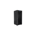 RACK CABINET 19" FREE-STANDING 27U/600X600 (FLAT PACK) WITH GLASS DOOR LCD BLACK LANBERG V2