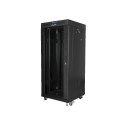 RACK CABINET 19" FREE-STANDING 27U/600X600 (FLAT PACK) WITH GLASS DOOR LCD BLACK LANBERG V2