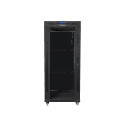 RACK CABINET 19" FREE-STANDING 27U/600X600 (FLAT PACK) WITH GLASS DOOR LCD BLACK LANBERG V2