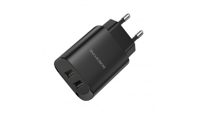 Borofone Sienas lādētājs BN2 Super - 2xUSB - 2,1A melns