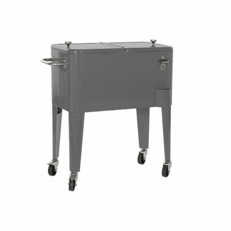 Fridge DKD Home Decor With wheels Grey Dark grey Steel polypropylene 56 L 74 x 43 x 80 cm (74 x 43 x