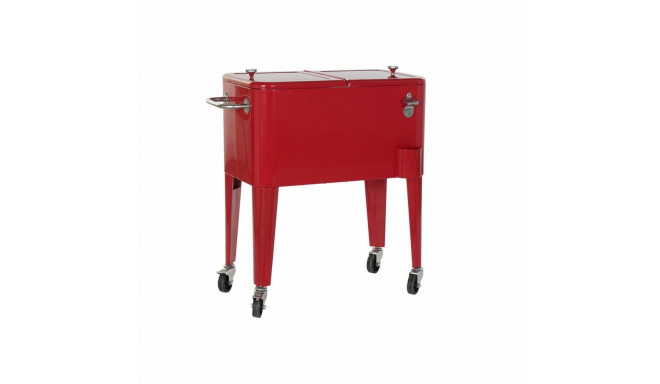 Fridge DKD Home Decor Red With wheels 74 x 43 x 80 cm Steel polypropylene 56 L (74 x 43 x 80 cm)
