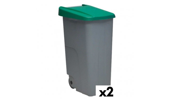 Dustbin with Wheels Denox 85 L Green 58 x 41 x 76 cm