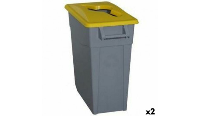 Recycling Waste Bin Denox Yellow 65 L (2 Units)
