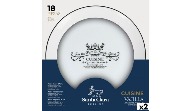 Tableware Santa Clara Cuisine 18 Pieces Porcelain Circular (2 Units)