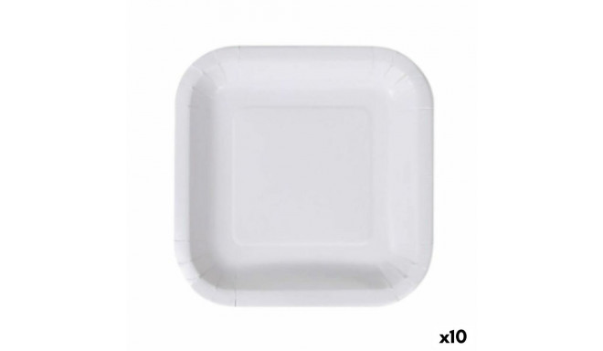 Plate set Algon Disposable White Cardboard Squared 20 cm (10 Units)