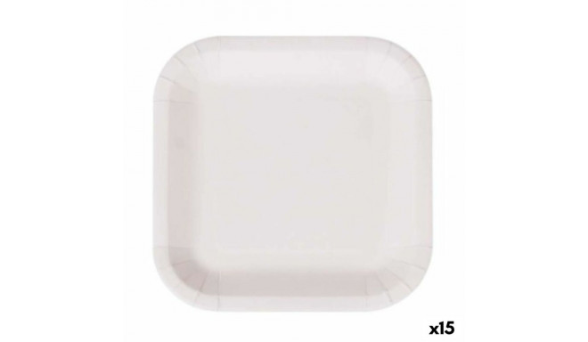 Plate set Algon Disposable White Cardboard Squared 26 cm (15 Units)