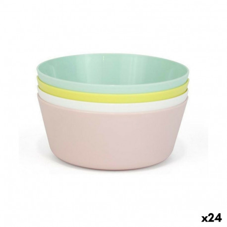 Bļodu komplekts Dem Daudzkrāsains 4 Daudzums Plastmasa 12 x 12 x 5 cm (4 Daudzums) (24 gb.)