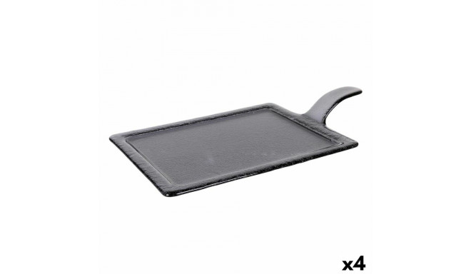 Tray Viejo Valle Black Glass 46 x 27 cm (4 Units)