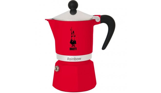 Italian Coffee Pot Bialetti Rainbow Red Metal Aluminium 60 ml