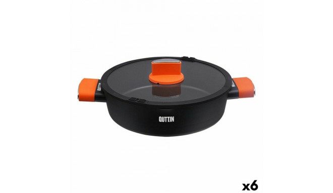 Kastrul klaasist kaanega Quttin Gastro Must Oranž 36,5 x 27 x 8,5 cm (6 Ühikut)