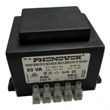 Safety transformer for swimming pool lighting PHONOVOX tp31050 50 VA 12 V 230 V 50-60 Hz 9,8 x 7,9 x