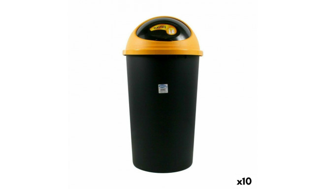 Rubbish Bin Tontarelli Big hoop Yellow Black 50 L (10 Units)