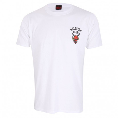 Lühikeste varrukatega T-särk Stranger Things Helfire Club Valge Unisex - M