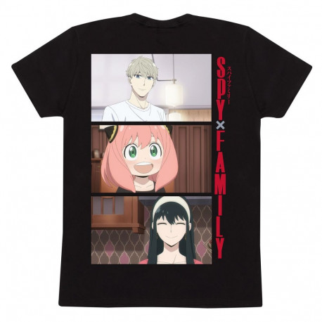 Short Sleeve T-Shirt Spy X Family Trio Shots Black Unisex - L