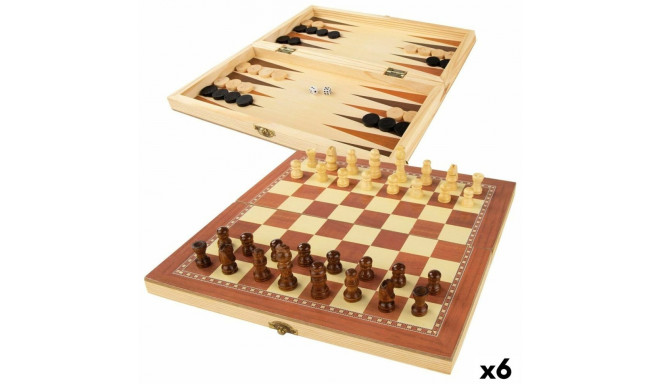 Chess and Checkers Board Colorbaby Backgammon Wood (6 Units)