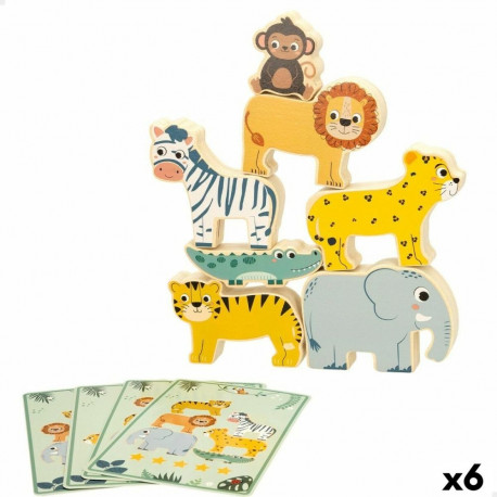 Ehitamismäng + kujukesed Woomax loomad 16 Tükid, osad 7 x 7 x 1,5 cm (6 Ühikut)