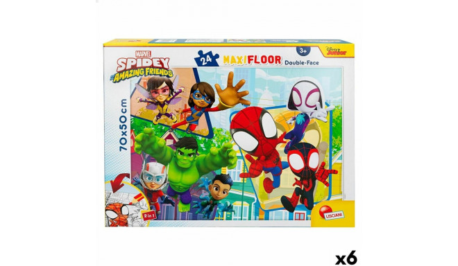 Child's Puzzle Spidey Double-sided 24 Pieces 70 x 1,5 x 50 cm (6 Units)