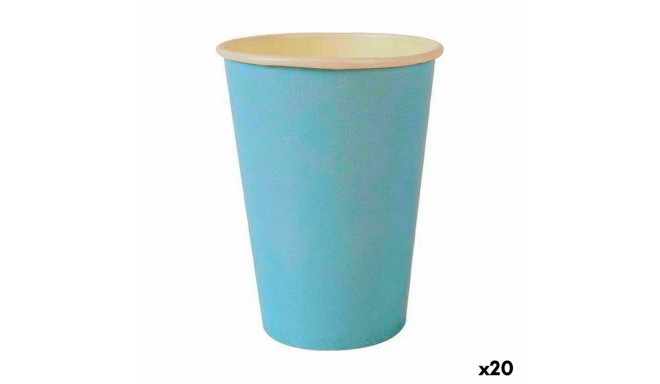 Set of glasses Algon Disposable Cardboard Blue 20 Pieces 220 ml (20 Units)