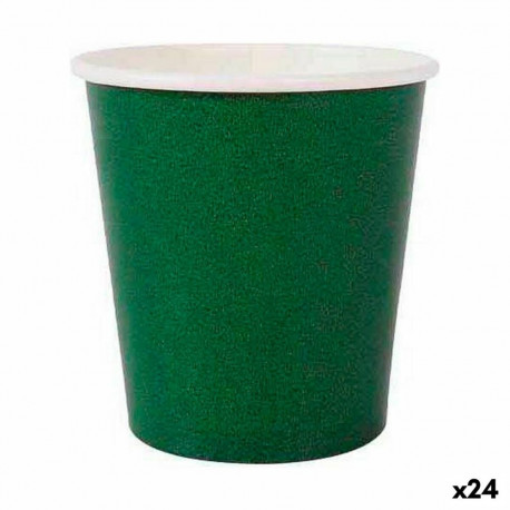 Set of glasses Algon Disposable Cardboard Green 20 Pieces 120 ml (24 Units)