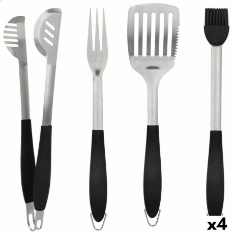 Grillimisvahendite komplekt Aktive 4 Tükid, osad Barbeque-grill Roostevaba teras 10 x 42 x 4 cm (4 Ü