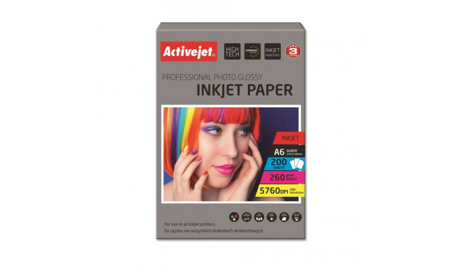 Glossy Photo Paper Activejet AP6-260GR200 A6 200 Sheets