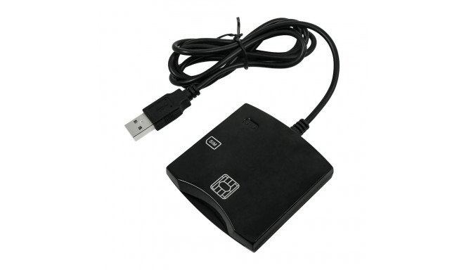 CP ID1 2in1 USB 2.0 ID karšu lasītājs ar SIM karšu slotu 80cm vadu (6.5x6cm) melns