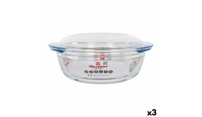 Casserole with lid Quttin Glass 2,2 + 0,8 L (3 Units)