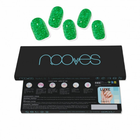 Küünte geelilehed Nooves Láminas De Uñas De Gel Glitter green 20 Tükid, osad
