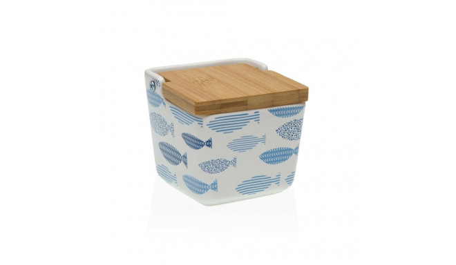 Salt Shaker with Lid Versa Aqua Fish Ceramic 8,8 x 8,5 x 8,8 cm