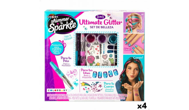 Beauty Kit Cra-Z-Art 2 x 13 x 2 cm Children's Nails Hair Body Glitter 4 Units