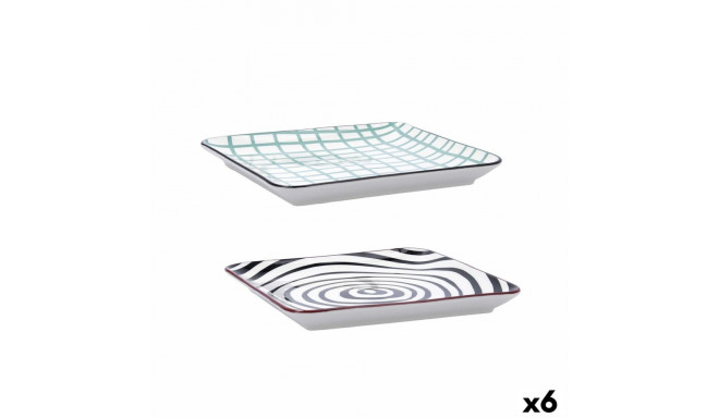 Snack tray Bidasoa Zigzag Multicolour Ceramic 21 x 21 cm (6 Units)