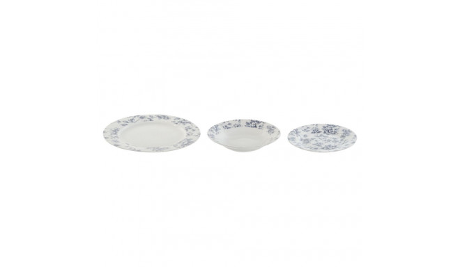 Dinnerware Set Home ESPRIT Blue Porcelain Floral 18 Pieces 27 x 27 x 2 cm