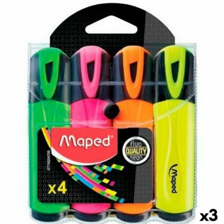 Pimeduses Helendavate Markerite Komplekt Maped Fluor Quality Neon Mitmevärviline (3 Ühikut)