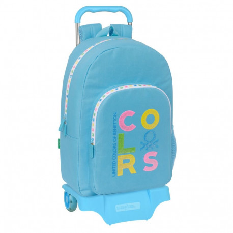 Ratastega koolikott Benetton Spring Taevasinine 30 x 46 x 14 cm