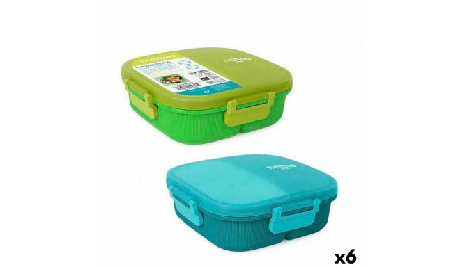 Hermetic Lunch Box ThermoSport 3 Compartments Squared 900 ml (6 Units)