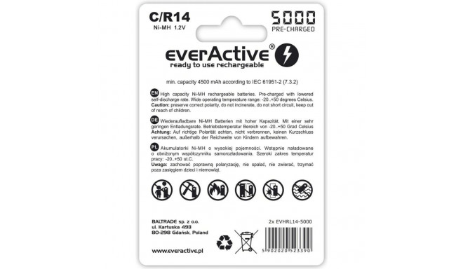 Laetavad Akud EverActive EVHRL14-5000 1,2 V 5000 mAh