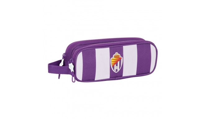 Kahe tõmblukuga pliiatsikarp Real Valladolid C.F. Valge Lilla 21 x 8 x 6 cm