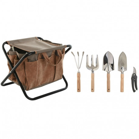 Garden tool kit Home ESPRIT Brown Polyester Aluminium 7 Pieces