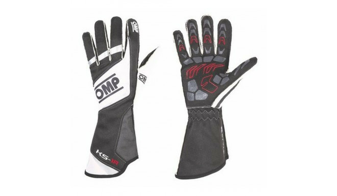 Men's Driving Gloves OMP KS-1R Balts/Melns L