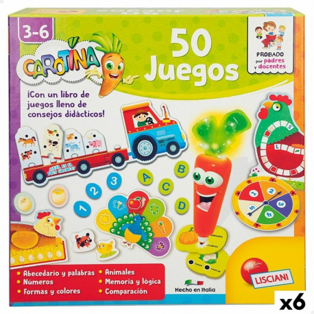 Hariv mäng kolm ühes Lisciani Carotina Baby 50 Juegos Elektrooniline 4,5 x 14,5 x 3,5 cm (6 Ühikut)