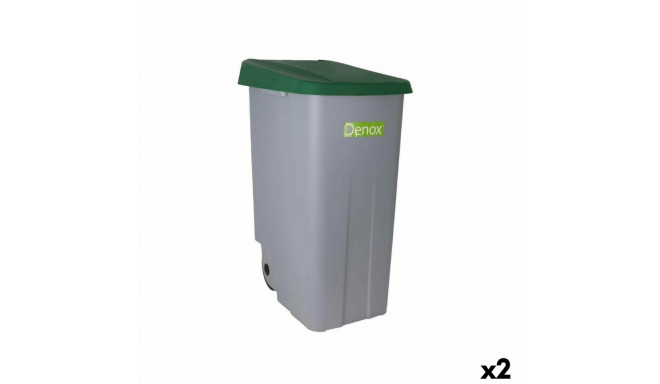 Dustbin with Wheels Denox 110 L Green 58 x 41 x 89 cm (2 Units)