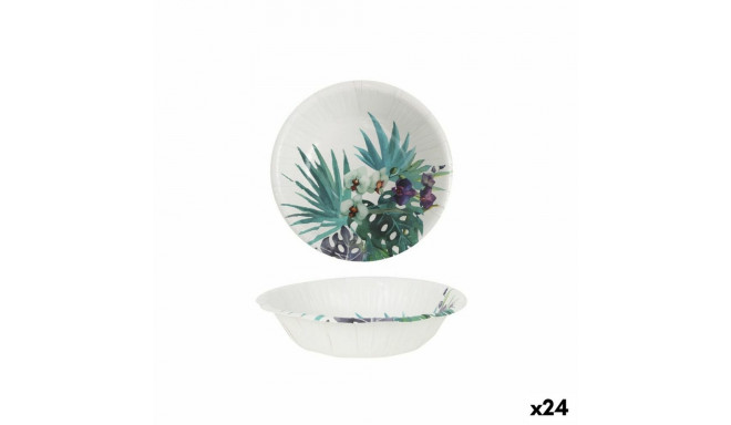 Plate set Algon Disposable Cardboard Tropical 6 Pieces 450 ml (24 Units)