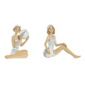 Decorative Figure Home ESPRIT White Sky blue Mediterranean 8 x 8 x 12,5 cm (2 Units)